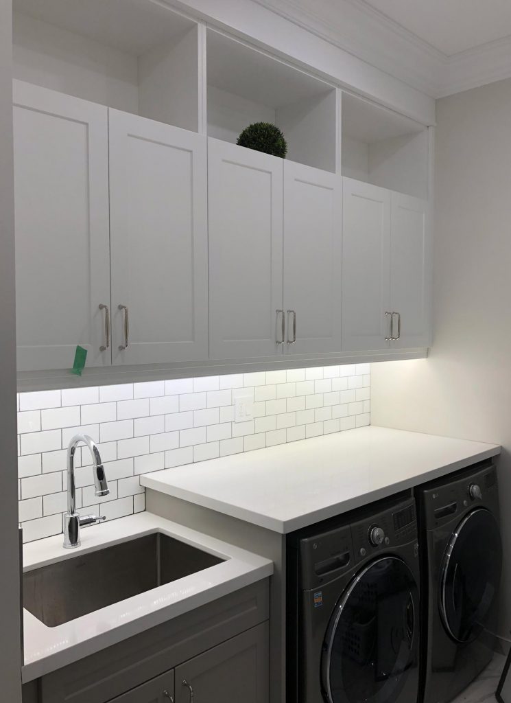 White Brick Backsplash Laundry Room Freeman Contracting